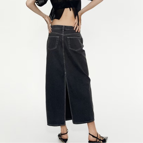 H&M denim skirt - dark grey - long - women’s size 6 - Picture 2 of 2